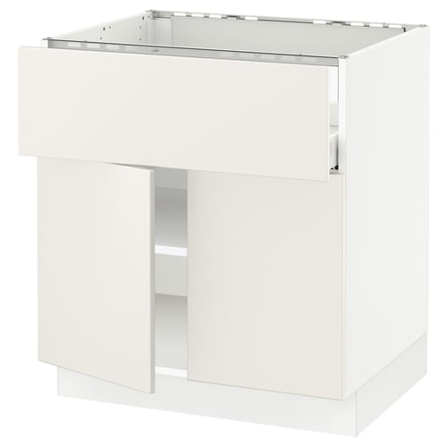 SEKTION white kitchen cabinet with smooth doors and adjustable shelves.