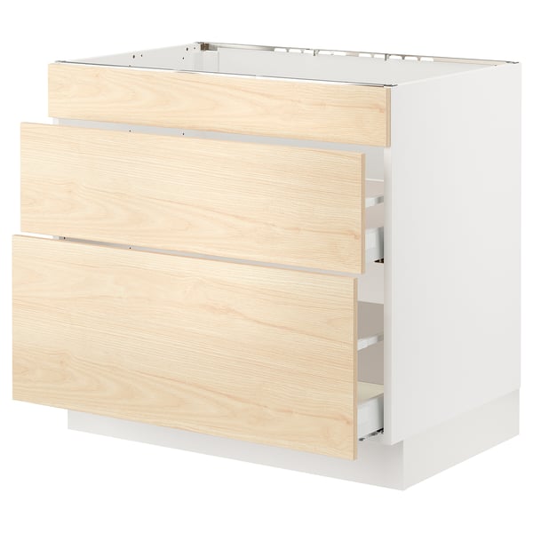 SEKTION / MAXIMERA Base cab f cktp/int extractor w drw, white/Askersund light ash effect, 36x24x30 "