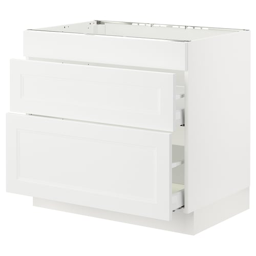 SEKTION white kitchen unit with shallow drawers and cabinet, modern design, smooth surfaces.