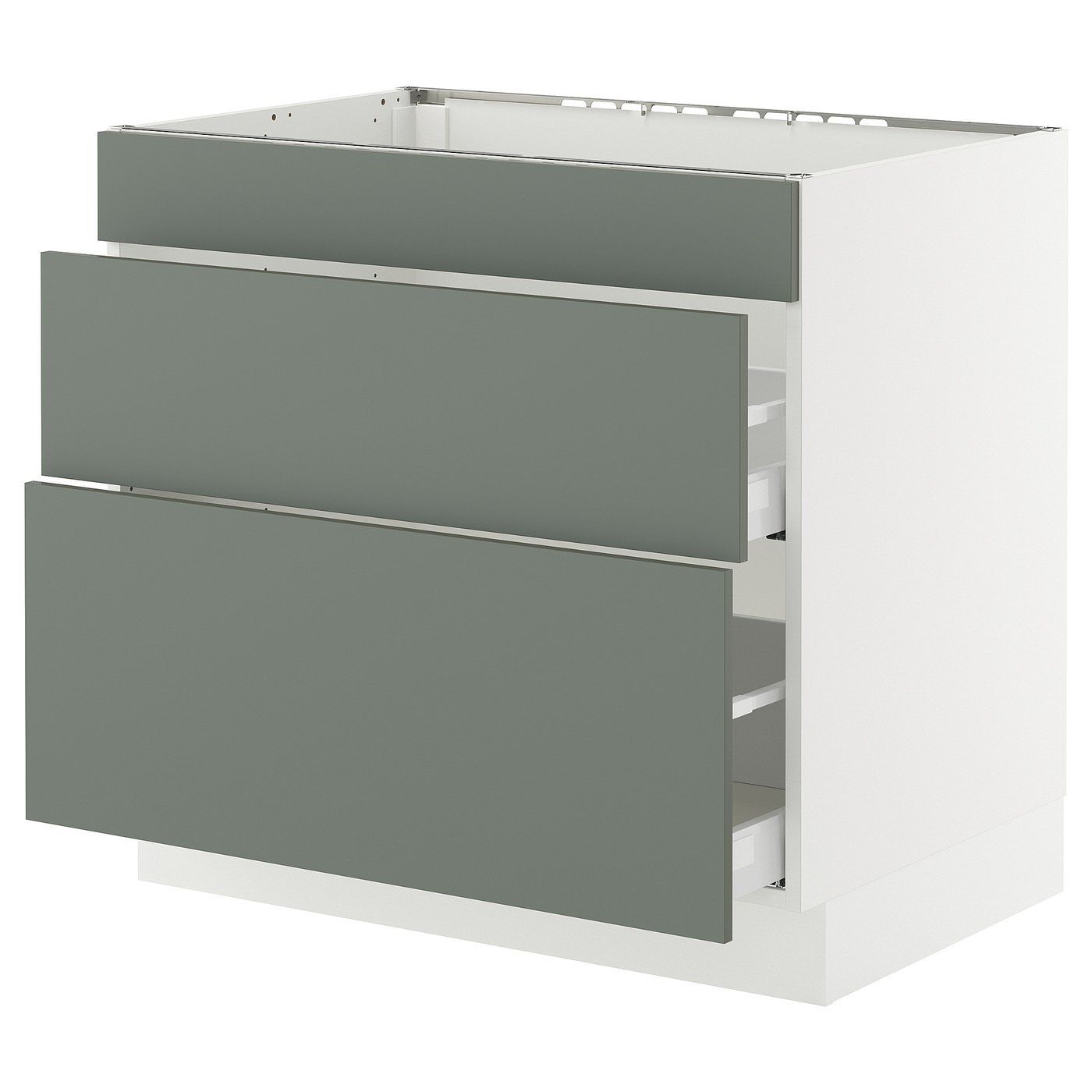 SEKTION / MAXIMERA, Base cab f cktp/int extractor w drw, white/Nickebo matt grey-green