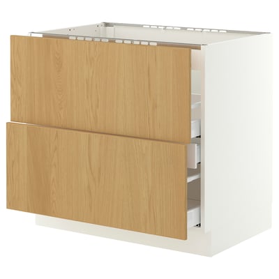 SEKTION / MAXIMERA Base cab f cktp/int extractor w drw, white/Sinarp oak veneer, 36x24x30 "