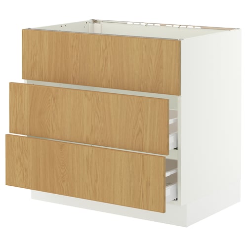 SEKTION / MAXIMERA Base cab f cktp/int extractor w drw, white/Sinarp oak veneer, 36x24x30 "