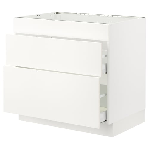 SEKTION white kitchen cabinet, sleek and modern design, smooth drawers, durable construction.