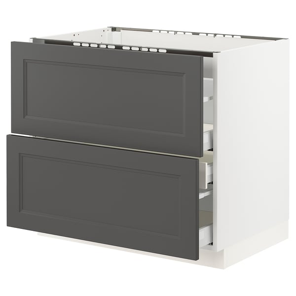 SEKTION / MAXIMERA Base f/cooktop w/3 drawers white, Axstad