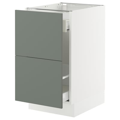 SEKTION / MAXIMERA Base cab f recycling/2 fronts, white/Nickebo matt grey-green, 18x24x30 "