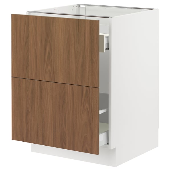SEKTION / MAXIMERA Base cab f recycling/2 fronts, white/Tistorp brown walnut effect, 24x24x30 "