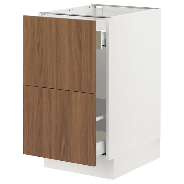 SEKTION / MAXIMERA Base cab f recycling/2 fronts, white/Tistorp brown walnut effect, 18x24x30 "