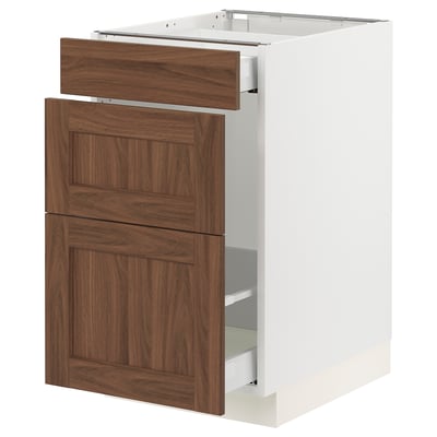 SEKTION / MAXIMERA Base cab f recycling/3 fronts, white Enköping/brown walnut effect, 18x24x30 "