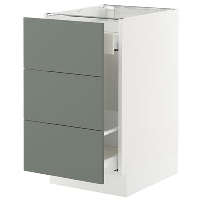 SEKTION / MAXIMERA Base cab f recycling/3 fronts, white/Nickebo matt grey-green, 18x24x30 "