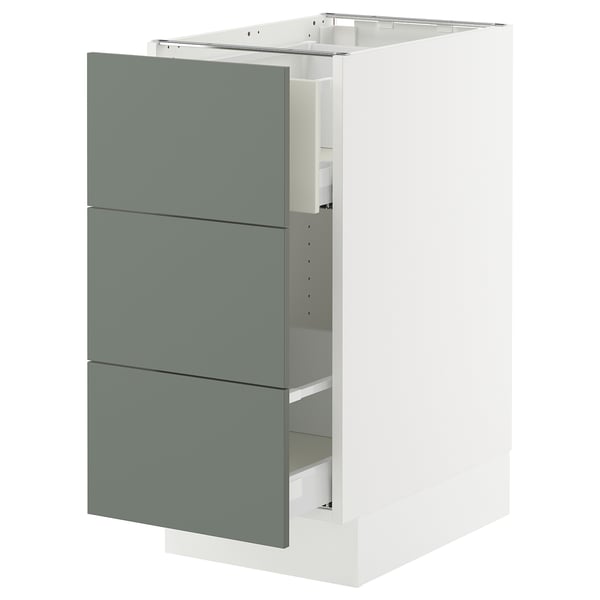 SEKTION / MAXIMERA Base cab f recycling/3 fronts, white/Nickebo matt grey-green, 15x24x30 "