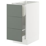 SEKTION / MAXIMERA Base cab f recycling/3 fronts, white/Nickebo matt grey-green, 15x24x30 "