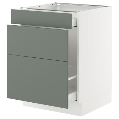 SEKTION / MAXIMERA Base cab f recycling/3 fronts, white/Nickebo matt grey-green, 24x24x30 "