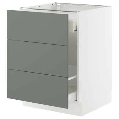 SEKTION / MAXIMERA Base cab f recycling/3 fronts, white/Nickebo matt grey-green, 24x24x30 "