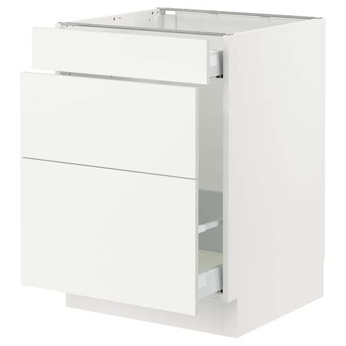 A white SEKTION kitchen cabinet with smooth-running drawers and a sturdy construction.