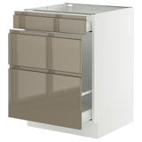 SEKTION / MAXIMERA Base cab f recycling/3 fronts, white/Voxtorp high-gloss dark grey-brown, 24x24x30 "