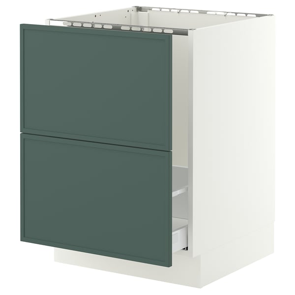 SEKTION / MAXIMERA Base cab f sink/recycling/2 fronts, white/Aspudden dark gray-green, 24x24x30 "