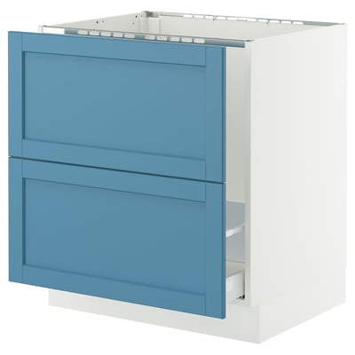 SEKTION / MAXIMERA Base cab f sink/recycling/2 fronts, white/Lerhyttan blue, 30x24x30 "