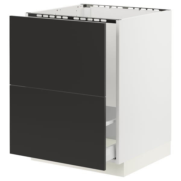 SEKTION / MAXIMERA Base cab f sink/recycling/2 fronts, white/Nickebo matt anthracite, 24x24x30 "