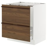 SEKTION / MAXIMERA Base cab f sink/recycling/2 fronts, white/Stensta dark brown ash veneer, 30x24x30 "