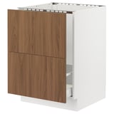 SEKTION / MAXIMERA Base cab f sink/recycling/2 fronts, white/Tistorp brown walnut effect, 24x24x30 "