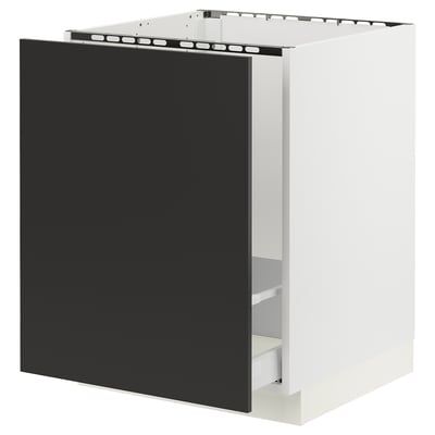 SEKTION / MAXIMERA Base cab f sink/recycling, white/Nickebo matt anthracite, 24x24x30 "