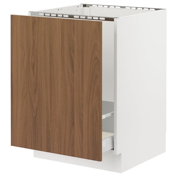 SEKTION / MAXIMERA Base cab f sink/recycling, white/Tistorp brown walnut effect, 24x24x30 "