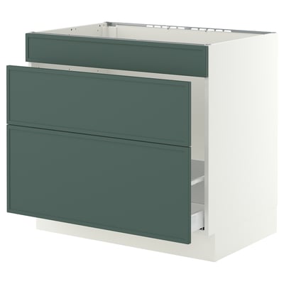 SEKTION / MAXIMERA Base cab f sink/waste sort/3 fronts, white/Aspudden dark gray-green, 36x24x30 "