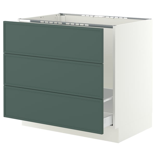 SEKTION / MAXIMERA Base cab f sink/waste sort/3 fronts, white/Aspudden dark gray-green, 36x24x30 "