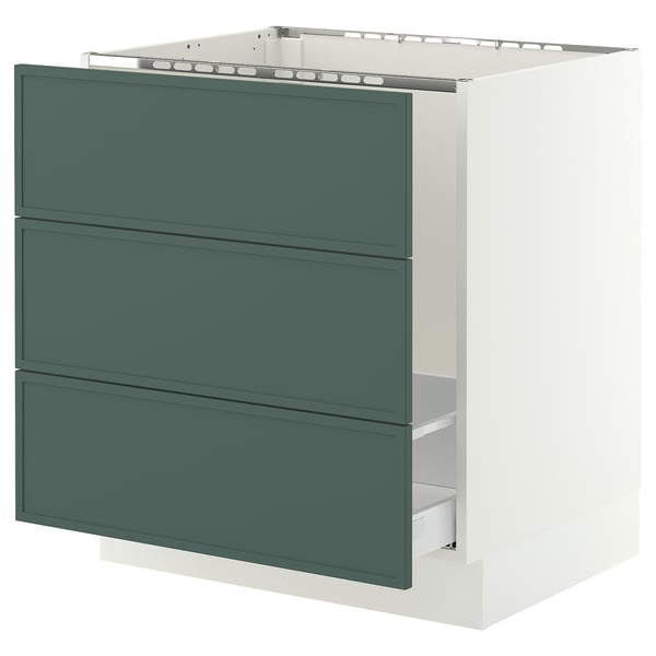 SEKTION / MAXIMERA Base cab f sink/waste sort/3 fronts, white/Aspudden dark gray-green, 30x24x30 "