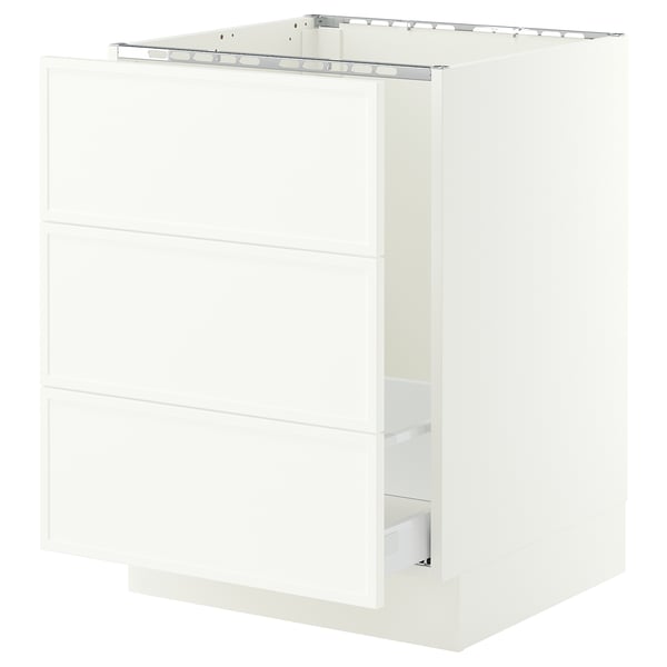SEKTION / MAXIMERA Base cab f sink/waste sort/3 fronts, white/Aspudden matt white, 24x24x30 "