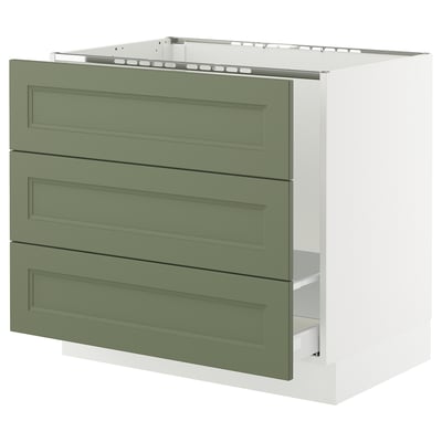 SEKTION / MAXIMERA Base cab f sink/waste sort/3 fronts, white/Axstad gray-green, 36x24x30 "
