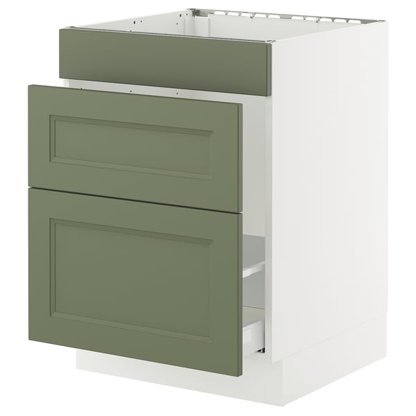 SEKTION / MAXIMERA Base cab f sink/waste sort/3 fronts, white/Axstad gray-green, 24x24x30 "