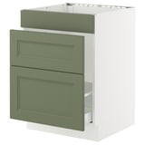 SEKTION / MAXIMERA Base cab f sink/waste sort/3 fronts, white/Axstad gray-green, 24x24x30 "
