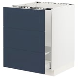 SEKTION / MAXIMERA Base cab f sink/waste sort/3 fronts, white Axstad/matte blue, 24x24x30 "