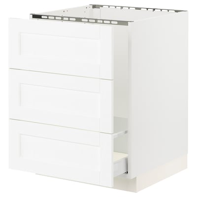 SEKTION / MAXIMERA Base cab f sink/waste sort/3 fronts, white Enköping/white wood effect, 24x24x30 "