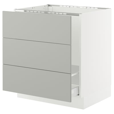SEKTION / MAXIMERA Base cab f sink/waste sort/3 fronts, white/Havstorp light gray, 30x24x30 "
