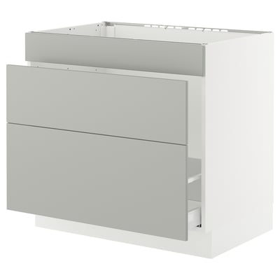 SEKTION / MAXIMERA Base cab f sink/waste sort/3 fronts, white/Havstorp light gray, 36x24x30 "