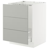 SEKTION / MAXIMERA Base cab f sink/waste sort/3 fronts, white/Havstorp light gray, 24x24x30 "