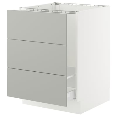 SEKTION / MAXIMERA Base cab f sink/waste sort/3 fronts, white/Havstorp light gray, 24x24x30 "