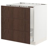 SEKTION / MAXIMERA Base cab f sink/waste sort/3 fronts, white/Sinarp brown, 30x24x30 "