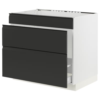 SEKTION / MAXIMERA Base cab f sink/waste sort/3 fronts, white/Upplöv matt anthracite, 36x24x30 "