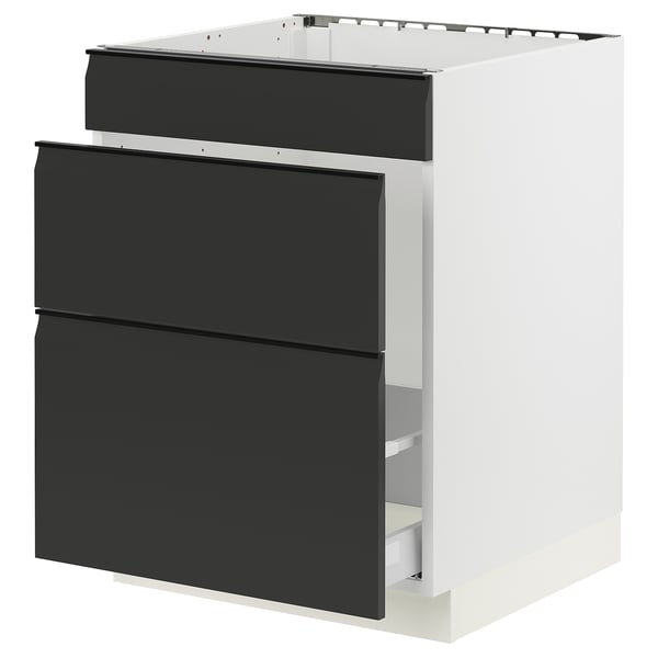 SEKTION / MAXIMERA Base cab f sink/waste sort/3 fronts, white/Upplöv matt anthracite, 24x24x30 "