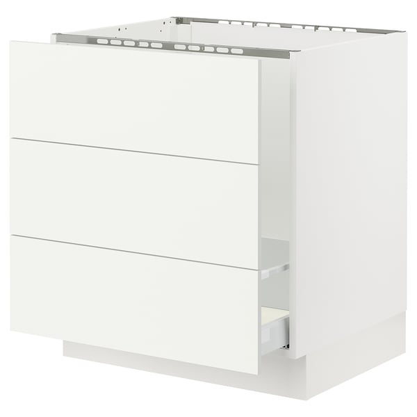 SEKTION / MAXIMERA Base cab f sink/waste sort/3 fronts, white/Vallstena white, 30x24x30 "