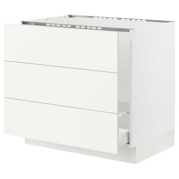 SEKTION / MAXIMERA Base cab f sink/waste sort/3 fronts, white/Vallstena white, 36x24x30 "