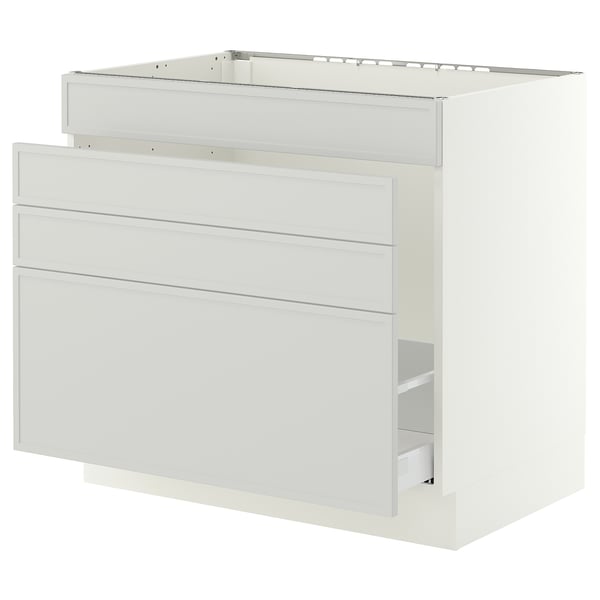 SEKTION / MAXIMERA Base cab f sink/waste sort/4 fronts, white/Aspudden light gray, 36x24x30 "