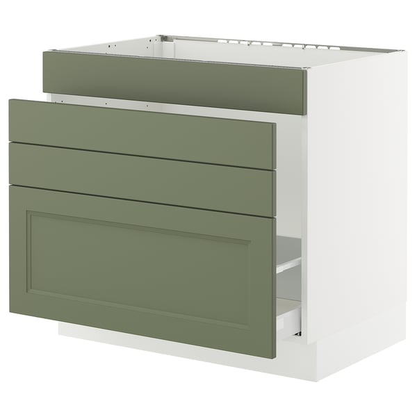 SEKTION / MAXIMERA Base cab f sink/waste sort/4 fronts, white/Axstad gray-green, 36x24x30 "