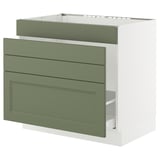 SEKTION / MAXIMERA Base cab f sink/waste sort/4 fronts, white/Axstad gray-green, 36x24x30 "