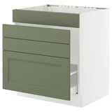 SEKTION / MAXIMERA Base cab f sink/waste sort/4 fronts, white/Axstad gray-green, 30x24x30 "