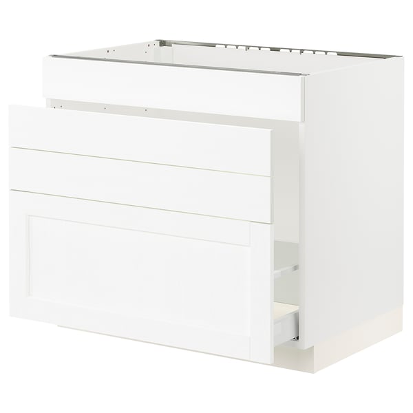SEKTION / MAXIMERA Base cab f sink/waste sort/4 fronts, white Enköping/white wood effect, 36x24x30 "