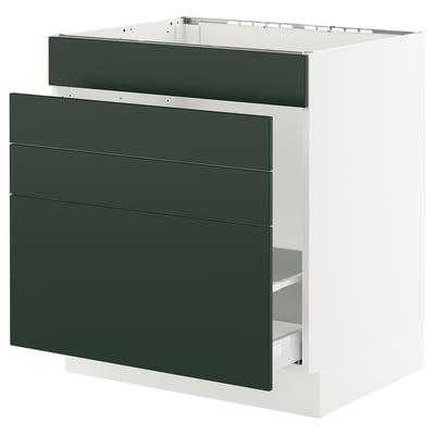SEKTION / MAXIMERA Base cab f sink/waste sort/4 fronts, white/Havstorp deep green, 30x24x30 "